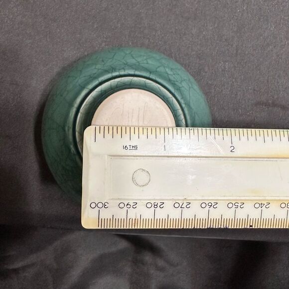 Vintage Andrew MacCorkindale Elegant Teal Crackle Glaze Ceramic Vase Small - Picture 8 of 10